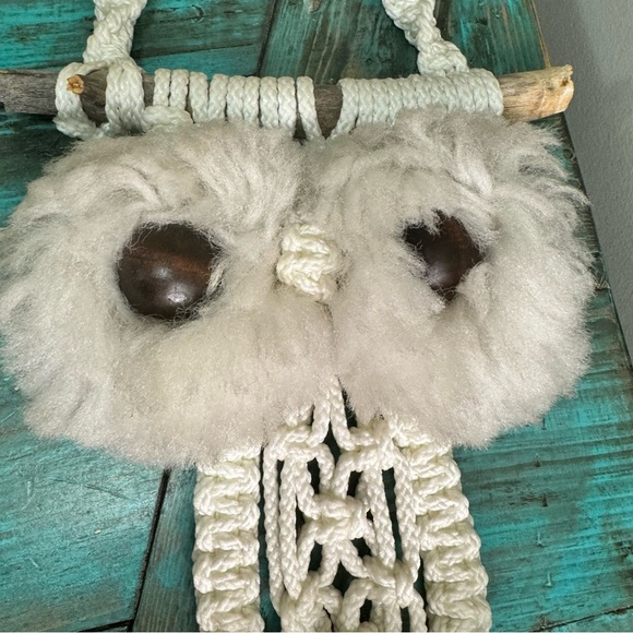 Vintage Macrame Owl Hanging Decor MCM - Picture 5 of 8